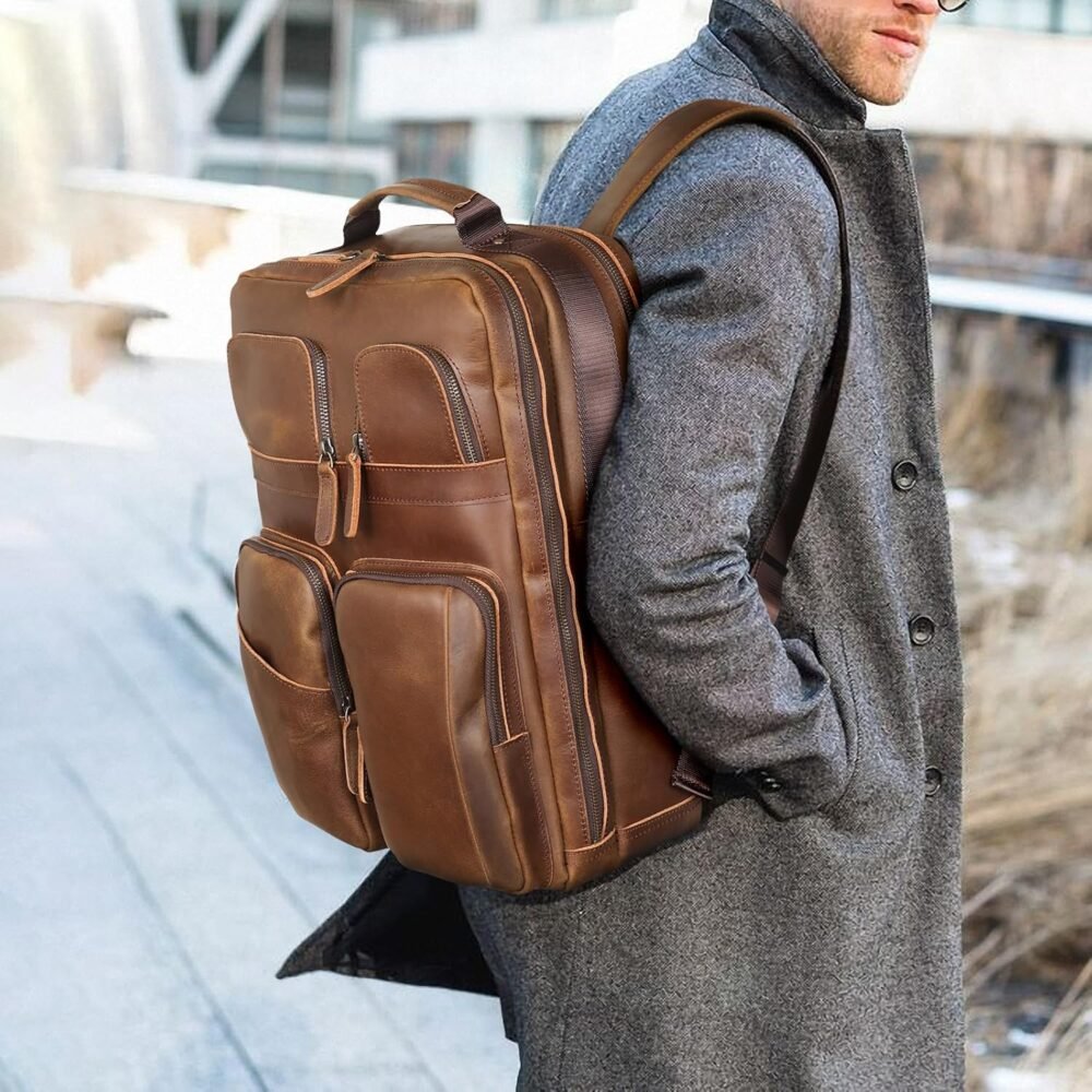 Full Grain Leather Laptop Backpack - Image 3